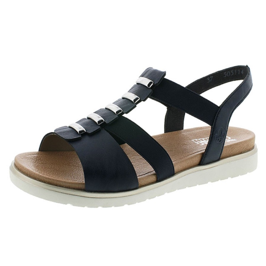 Femme Rieker | Rieker Nu Pieds Sandales V5051 Marine