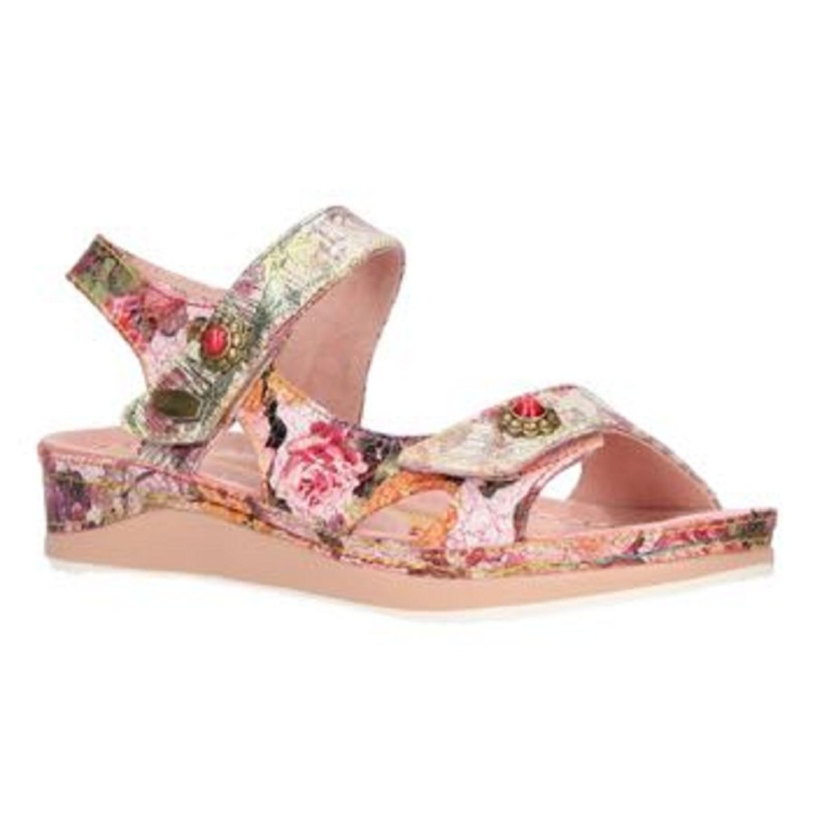 Femme Laura vita | Laura Vita Nu Pieds Sandales Brcuelo 73 Rose Multicouleurs