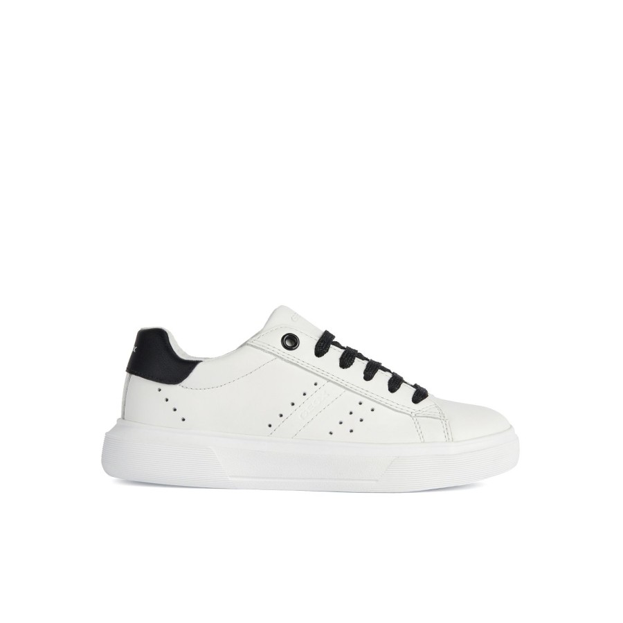 Enfant Geox Baskets | Geox Baskets Et Sneakers J25Gca Blanc Noir