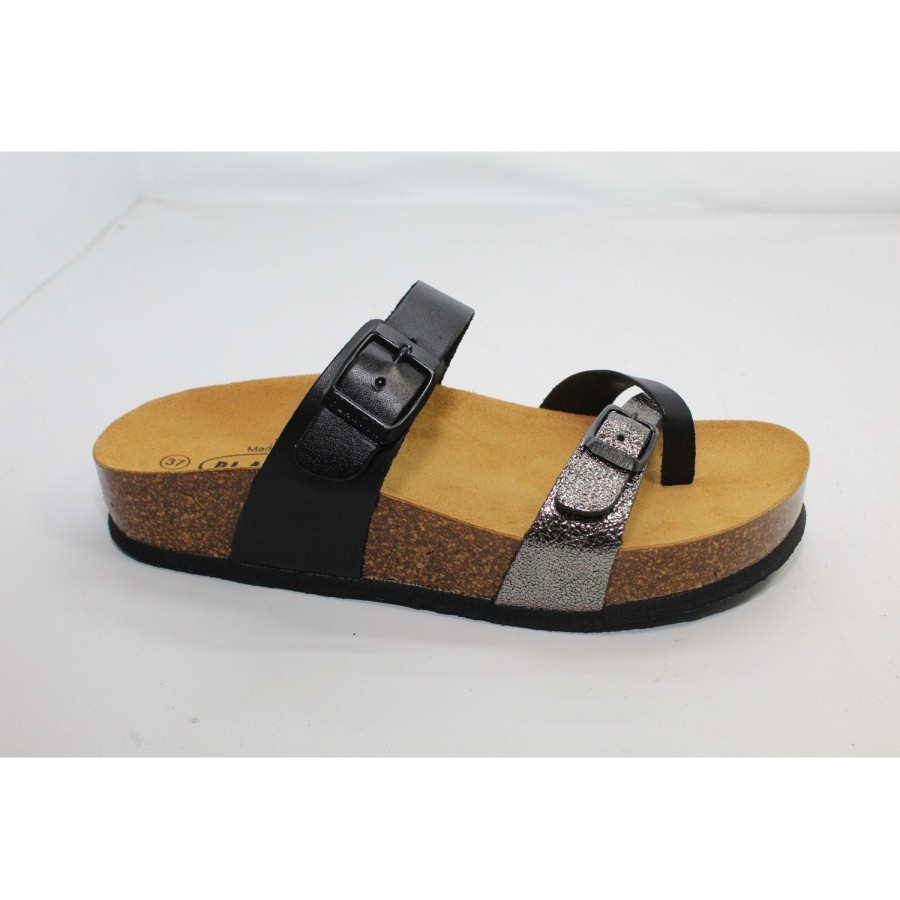 Femme Plakton | Plakton Nu Pieds Sandales Cp Bombay Noir