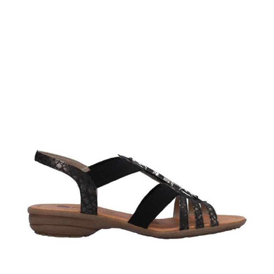 Femme Remonte | Remonte Nu Pieds Sandales R3654 01 Noir