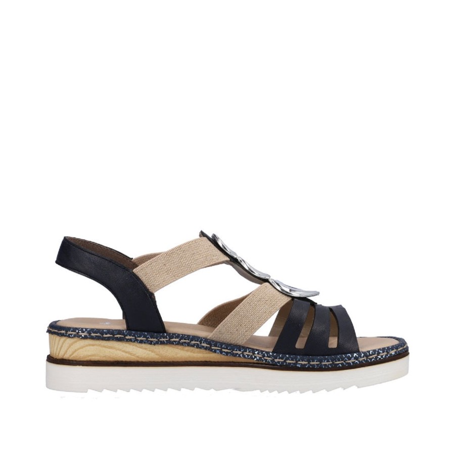 Femme Rieker | Rieker Nu Pieds Sandales 679L4 Marine