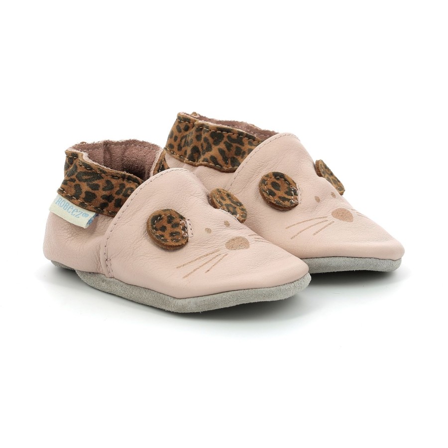 Enfant Robeez Chaussons | Robeez Chaussons Leo Mouse Rose