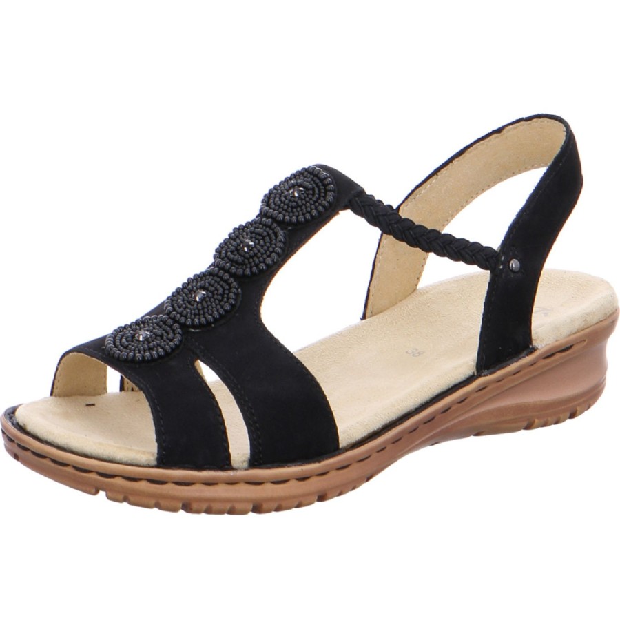 Femme Ara | Ara Nu Pieds Sandales 27217 75 Noir