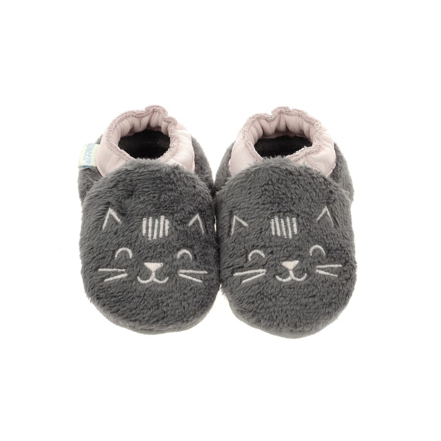 Enfant Robeez Chaussons | Robeez Chaussons Hairy Cat Gris