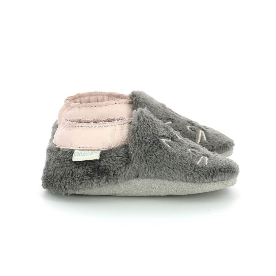 Enfant Robeez Chaussons | Robeez Chaussons Hairy Cat Gris