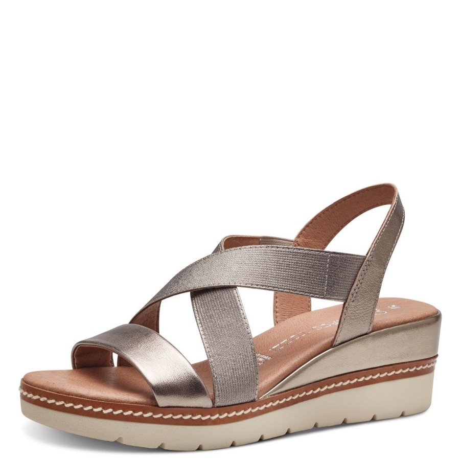 Femme Marco tozzi | Marco Tozzi Nu Pieds Sandales 28721 42 Or