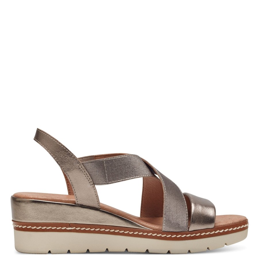 Femme Marco tozzi | Marco Tozzi Nu Pieds Sandales 28721 42 Or