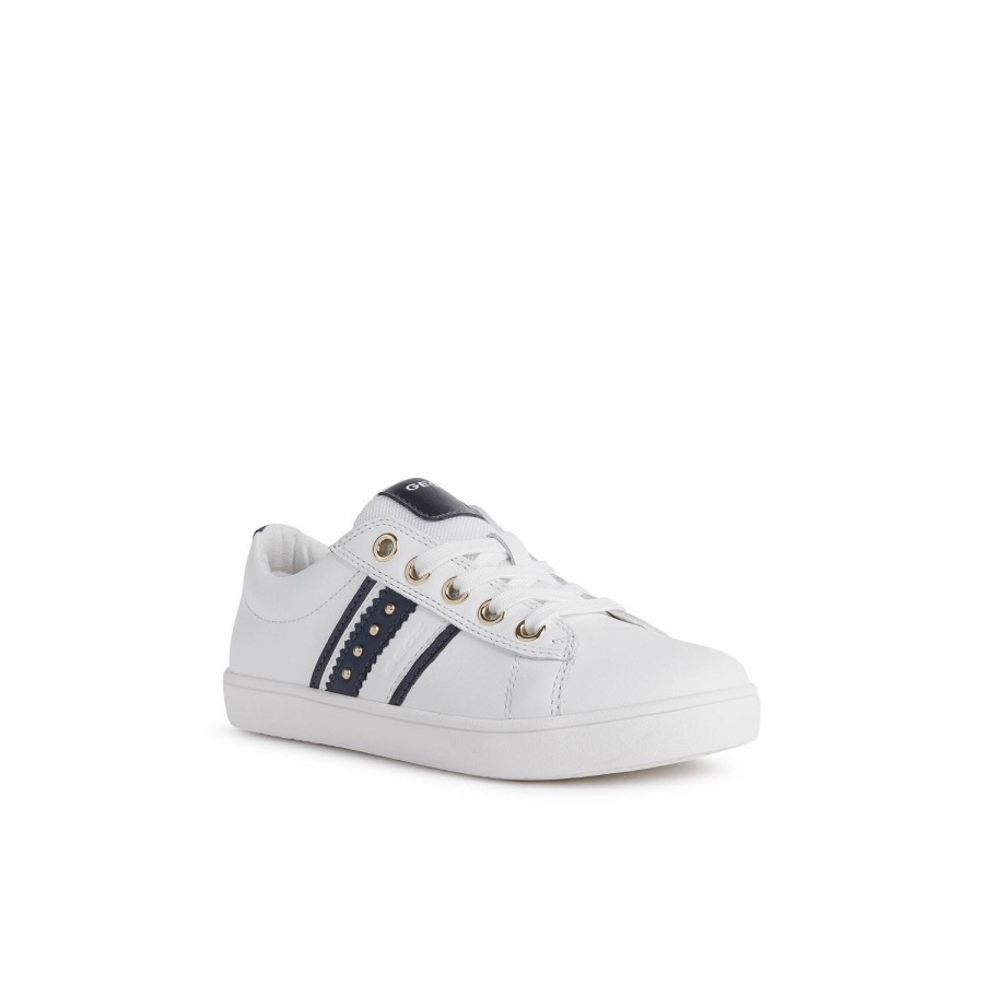 Enfant Geox Baskets | Geox Baskets Et Sneakers J16Euf Blanc Marine