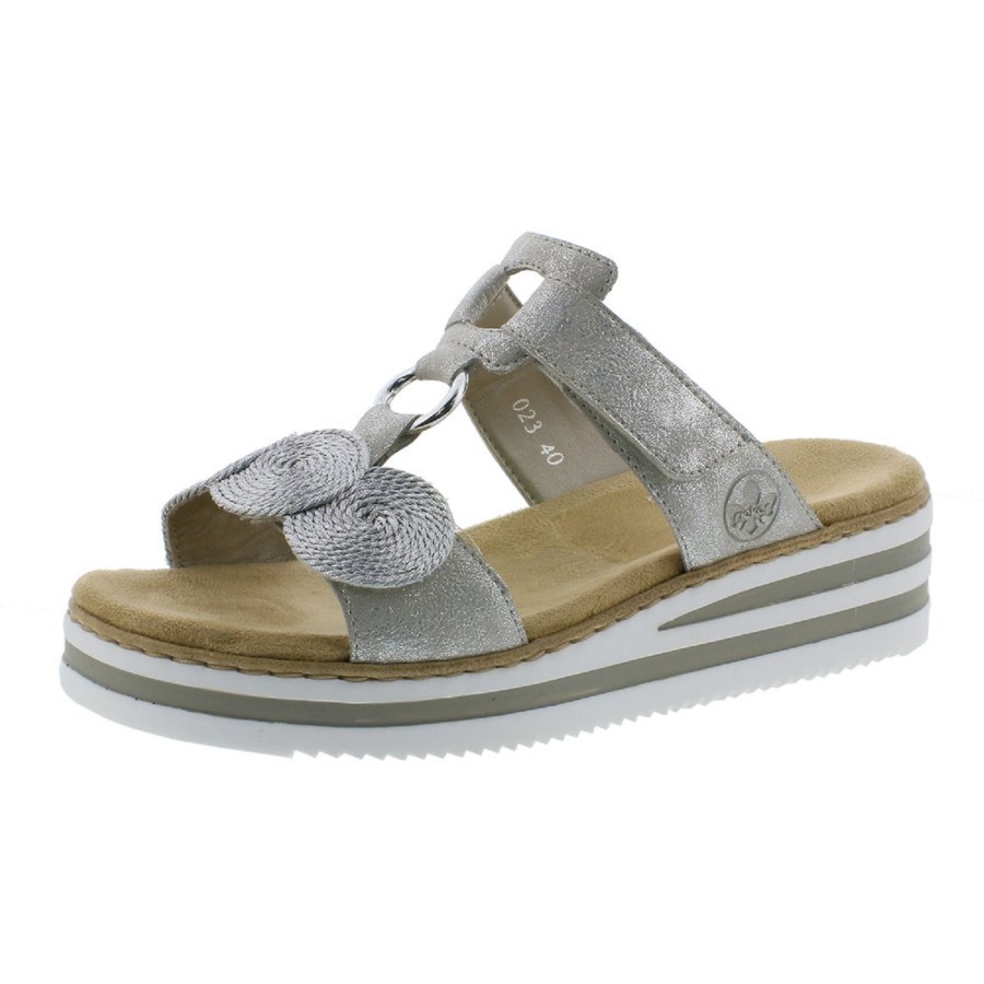 Femme Rieker | Rieker Nu Pieds Sandales V02K3 Argent