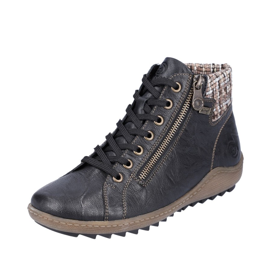 Femme Remonte | Remonte Chaussures A Lacets R1485 01 Noir