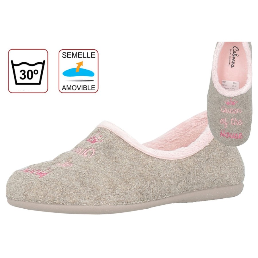 Femme Cabrera | Cabrera Chaussons Ca 3030 Picos Gris