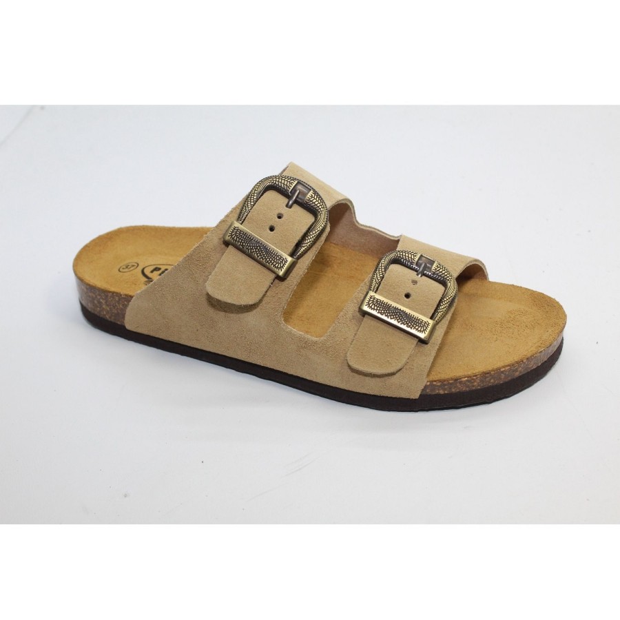 Femme Plakton | Plakton Nu Pieds Sandales Beta West Kaki