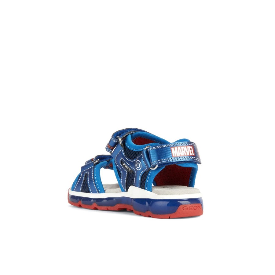 Enfant Geox Sandales | Geox Nu Pieds Sandales J350Qa Bleu Rouge