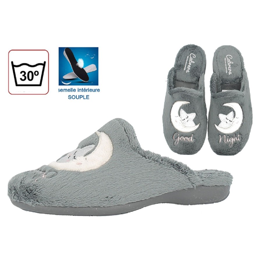 Femme Cabrera | Cabrera Chaussons Ca 4341 Mont Blanc Gris