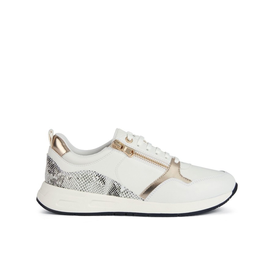 Femme Geox | Geox Baskets D35Nqa Blanc Or