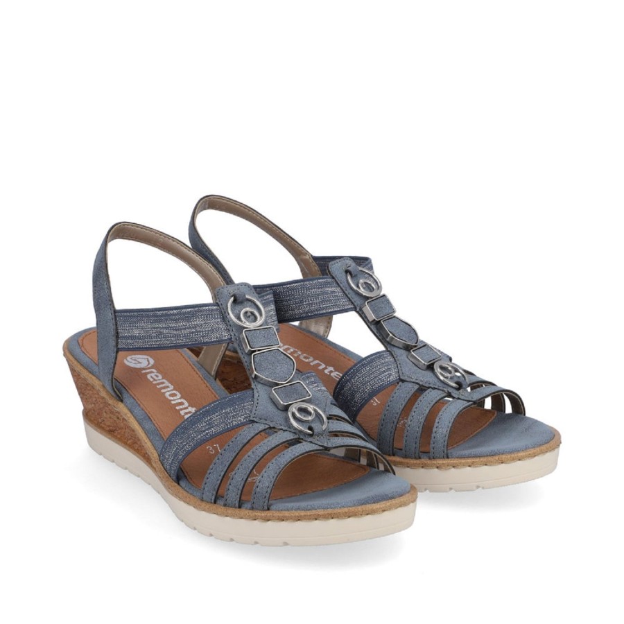 Femme Remonte | Remonte Nu Pieds Sandales R6264 12 Bleu