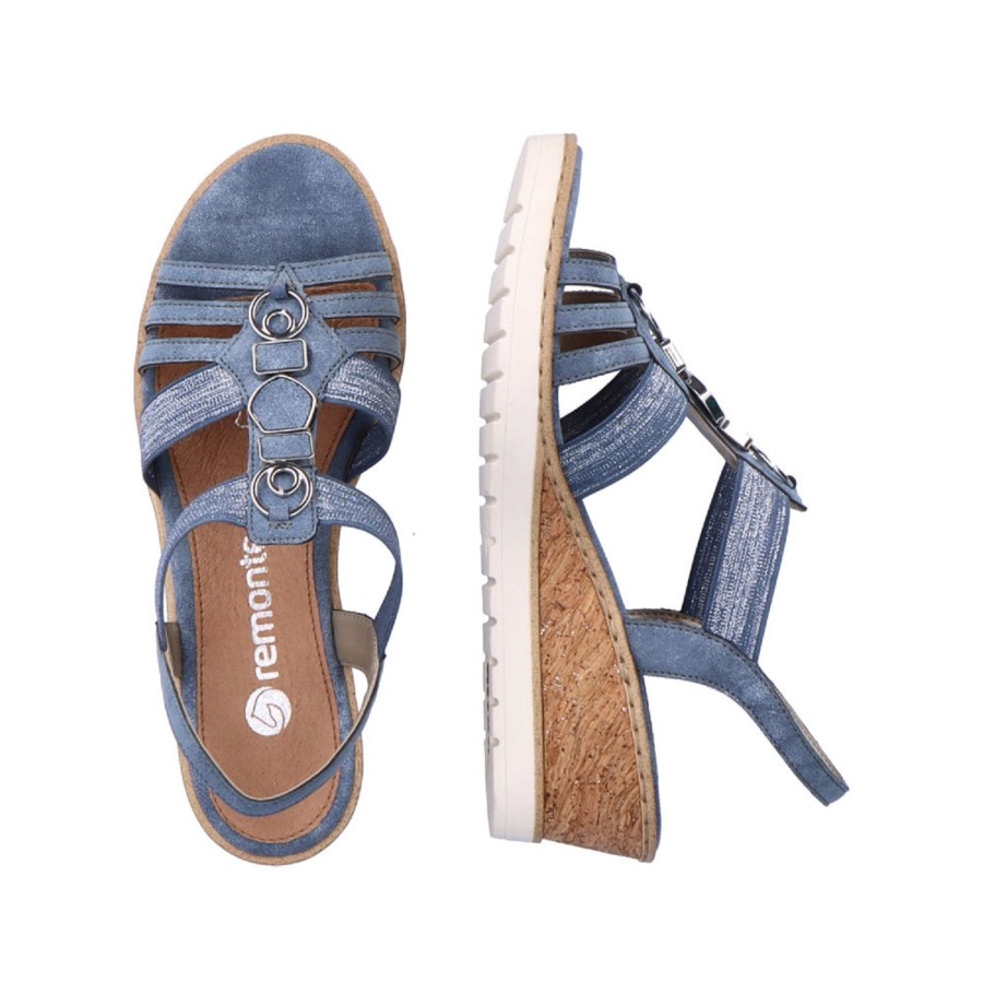 Femme Remonte | Remonte Nu Pieds Sandales R6264 12 Bleu