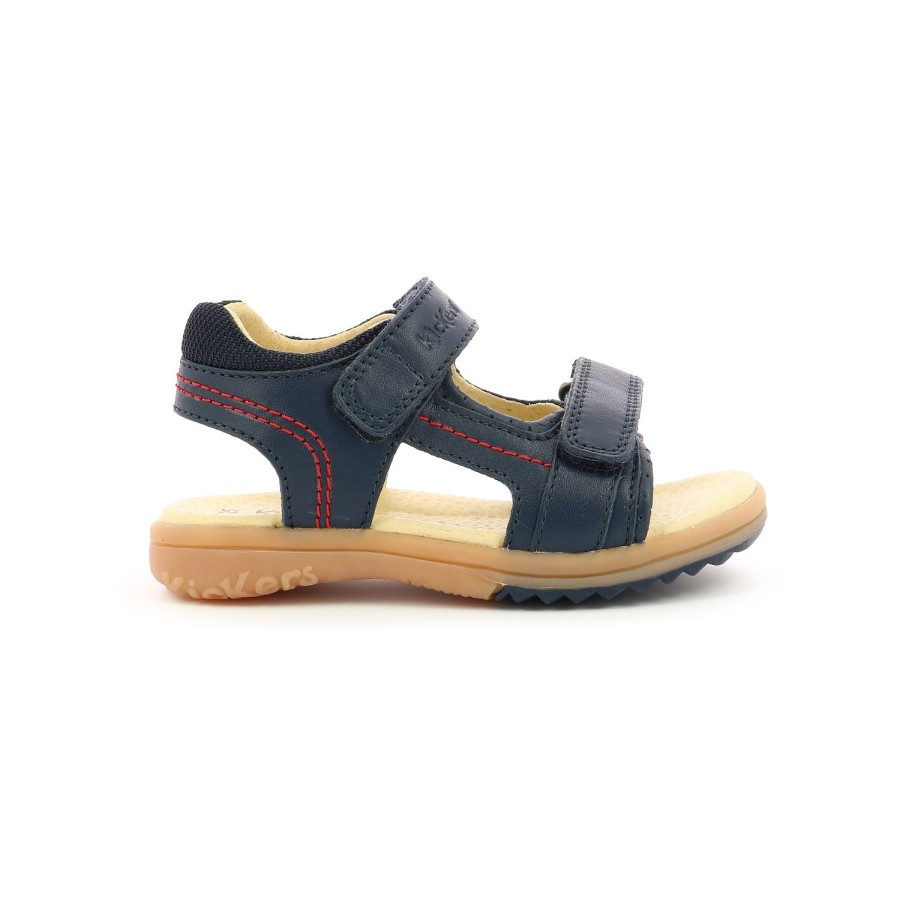 Enfant Kickers Sandales | Kickers Nu Pieds Sandales Platino Marine