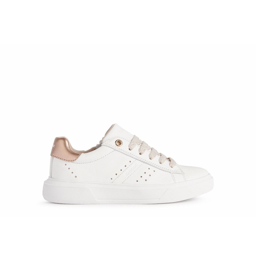 Enfant Geox Baskets | Geox Baskets Et Sneakers J25Gca Blanc Rose