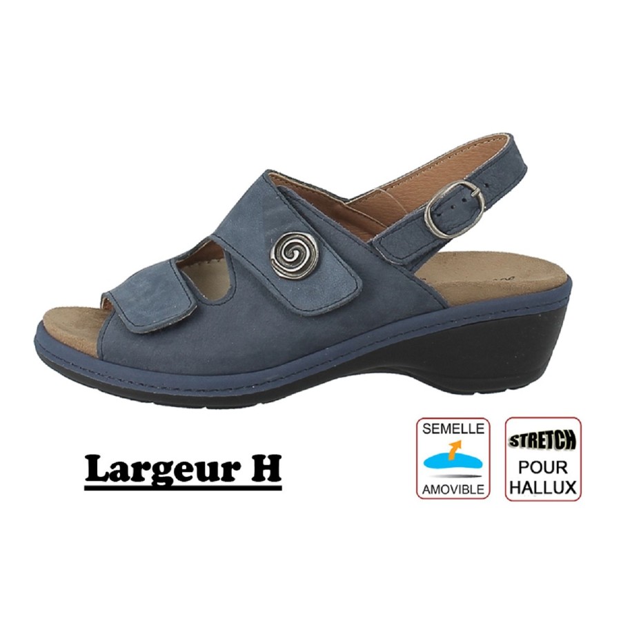 Femme Medi loi | Medi Loi Nu Pieds Sandales Ml Moni 147 Marine