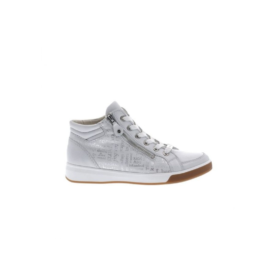 Femme Ara | Ara Chaussures A Lacets 34499 02 Blanc Argent