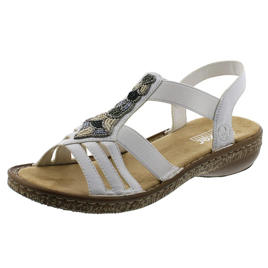 Femme Rieker | Rieker Nu Pieds Sandales 628G5 Blanc