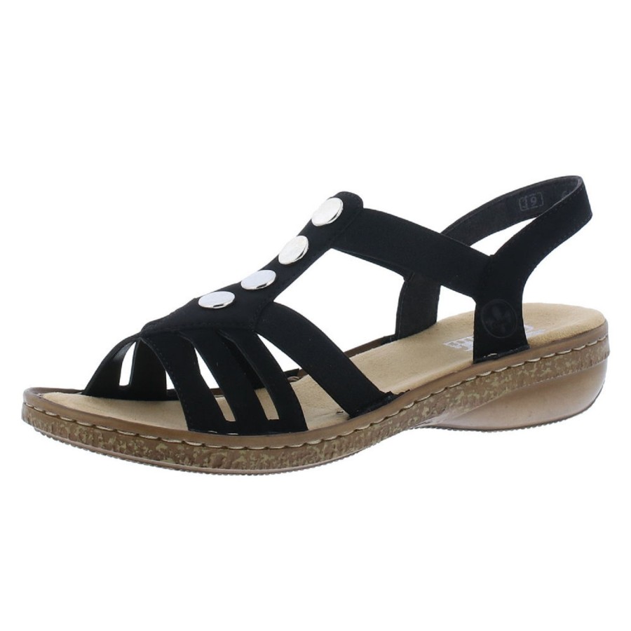 Femme Rieker | Rieker Nu Pieds Sandales 62831 Noir