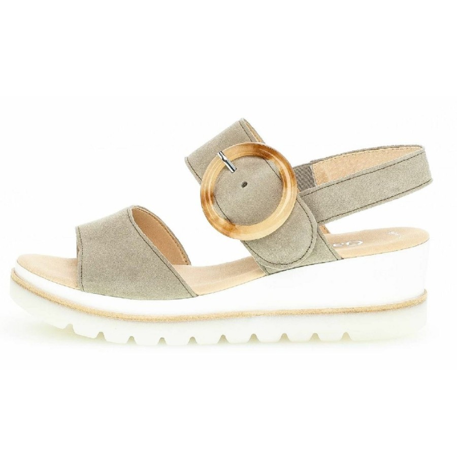 Femme Gabor | Gabor Nu Pieds Sandales 24645 Kaki