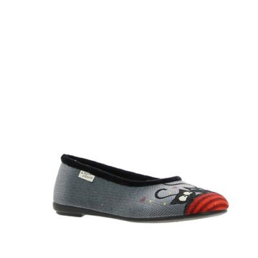 Femme Maison de l espadrille | Maison De L Espadrille Chaussons Ballerine Chat Rouge