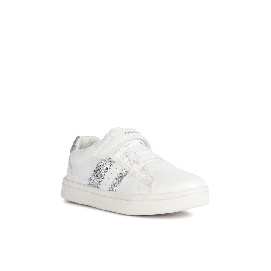 Enfant Geox Baskets | Geox Baskets Et Sneakers J354Me Blanc Argent