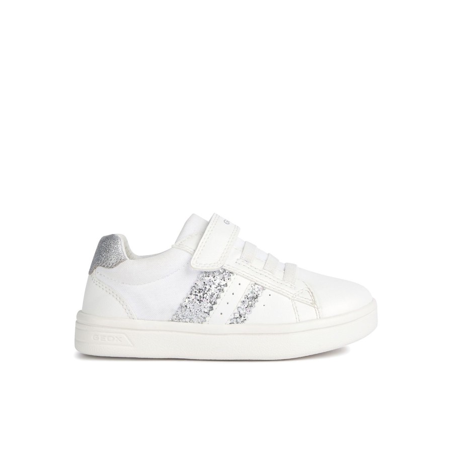 Enfant Geox Baskets | Geox Baskets Et Sneakers J354Me Blanc Argent