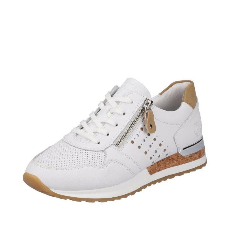 Femme Remonte | Remonte Baskets R2536 80 Blanc Or